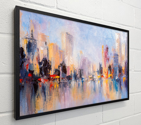 City in acrylic paints