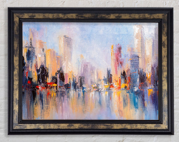 City in acrylic paints Framed Print