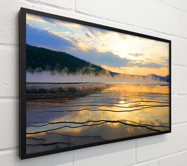 Frozen lake sunset