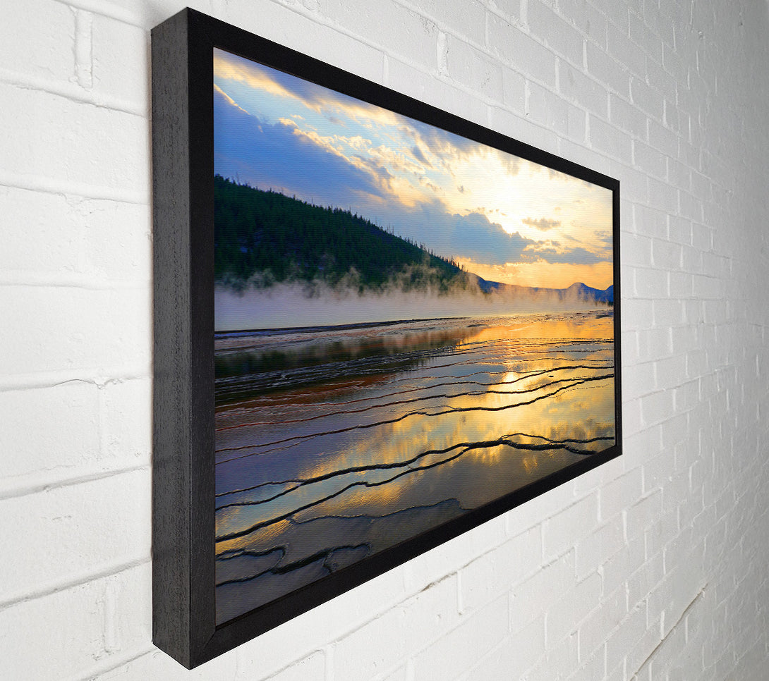  A Canvas Print of Frozen lake sunset Canvas Print
