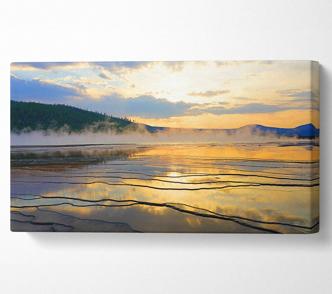  A Canvas Print of Frozen lake sunset Canvas Print