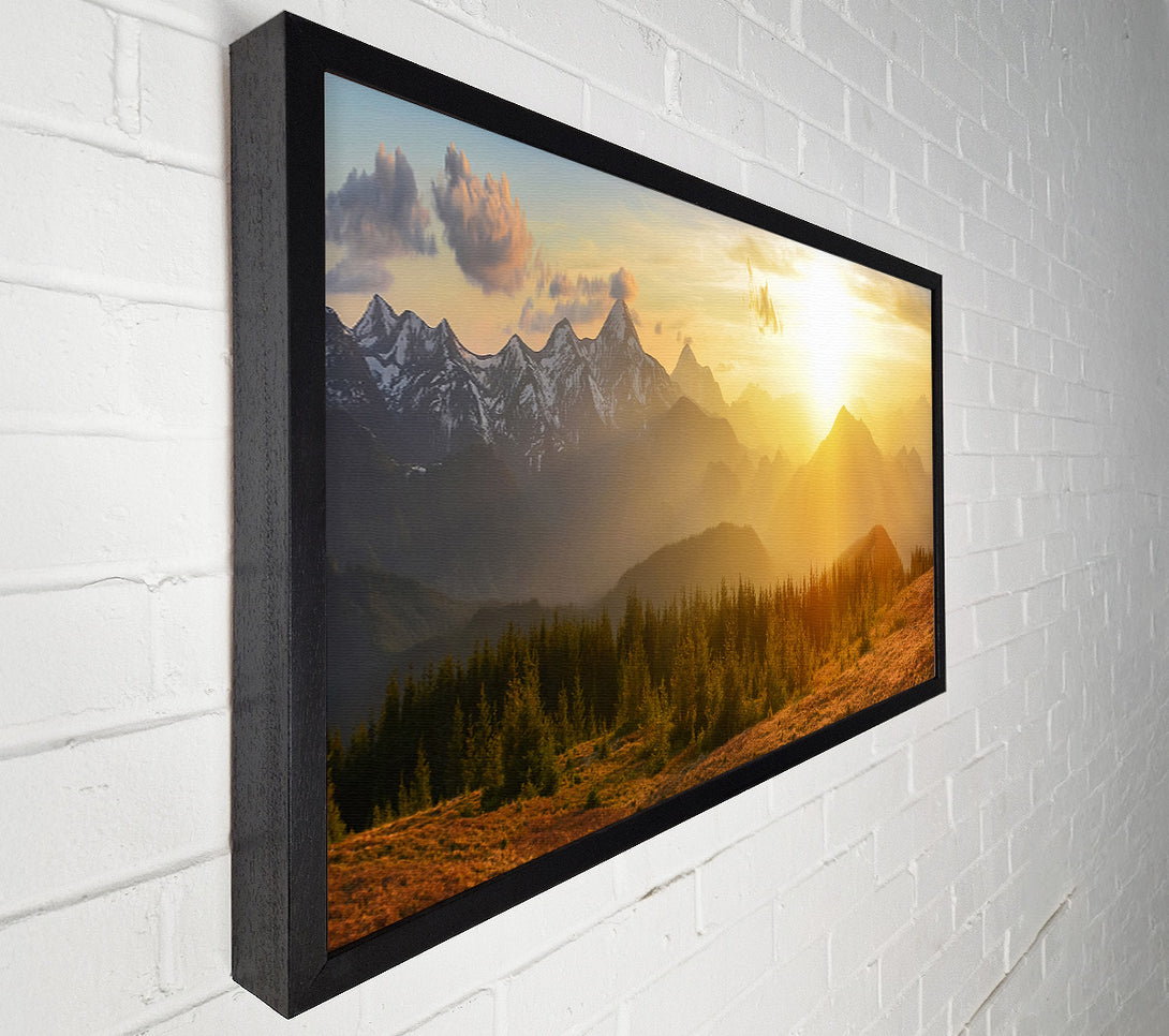  A Canvas Print of Tall mountains in the sunset Canvas Wall Art