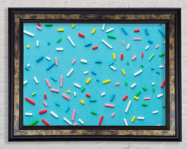 Hundreds and thousands on blue Framed Print