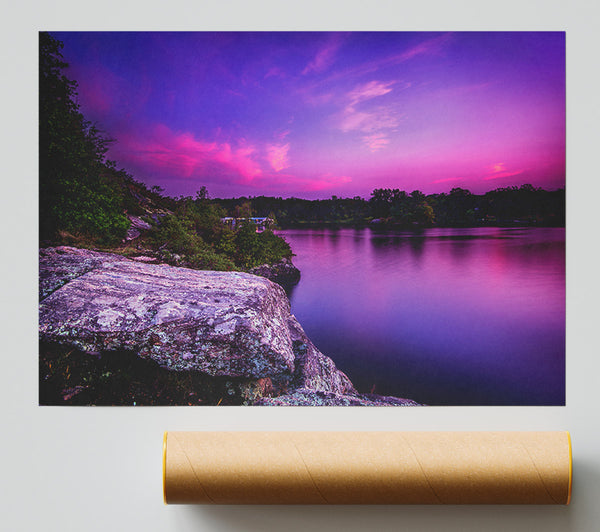 Purple And Blue Lake Off The Cliffs Giclee Print