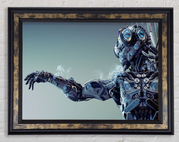 Robot suit smoking Framed Print
