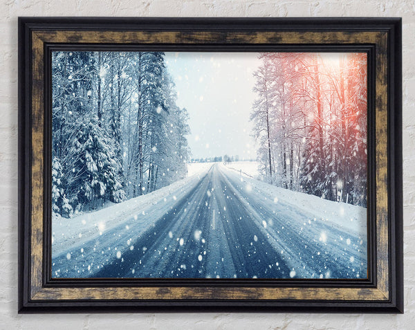 Icy British roads Framed Print