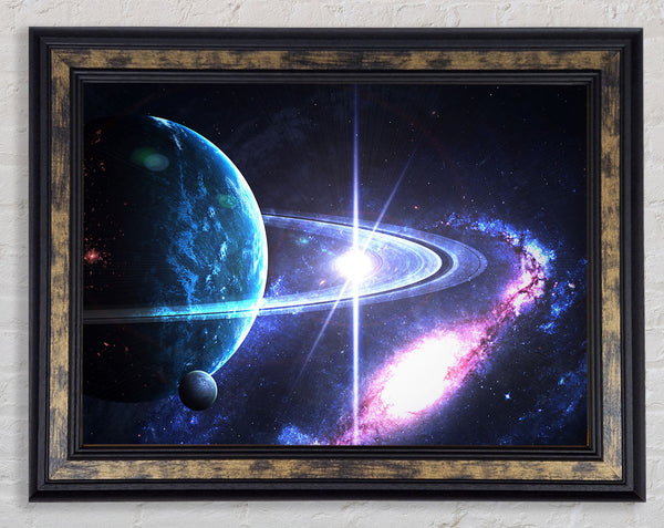 Planet rings in space Framed Print