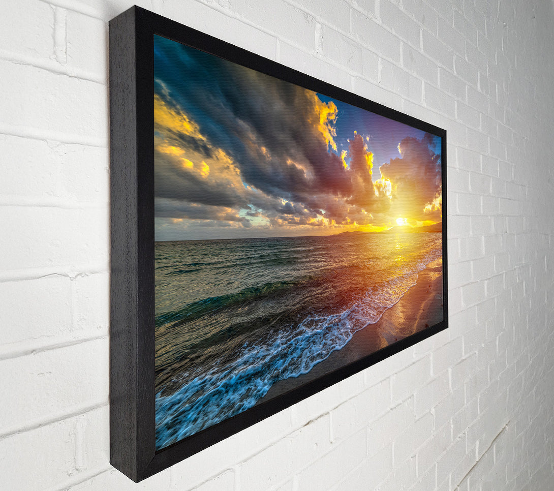  A Canvas Print of Sunset on the beach of essex Canvas Wall Art