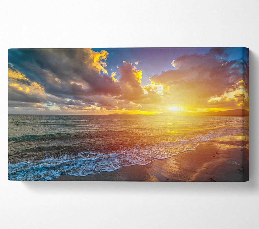  A Canvas Print of Sunset on the beach of essex Canvas Wall Art