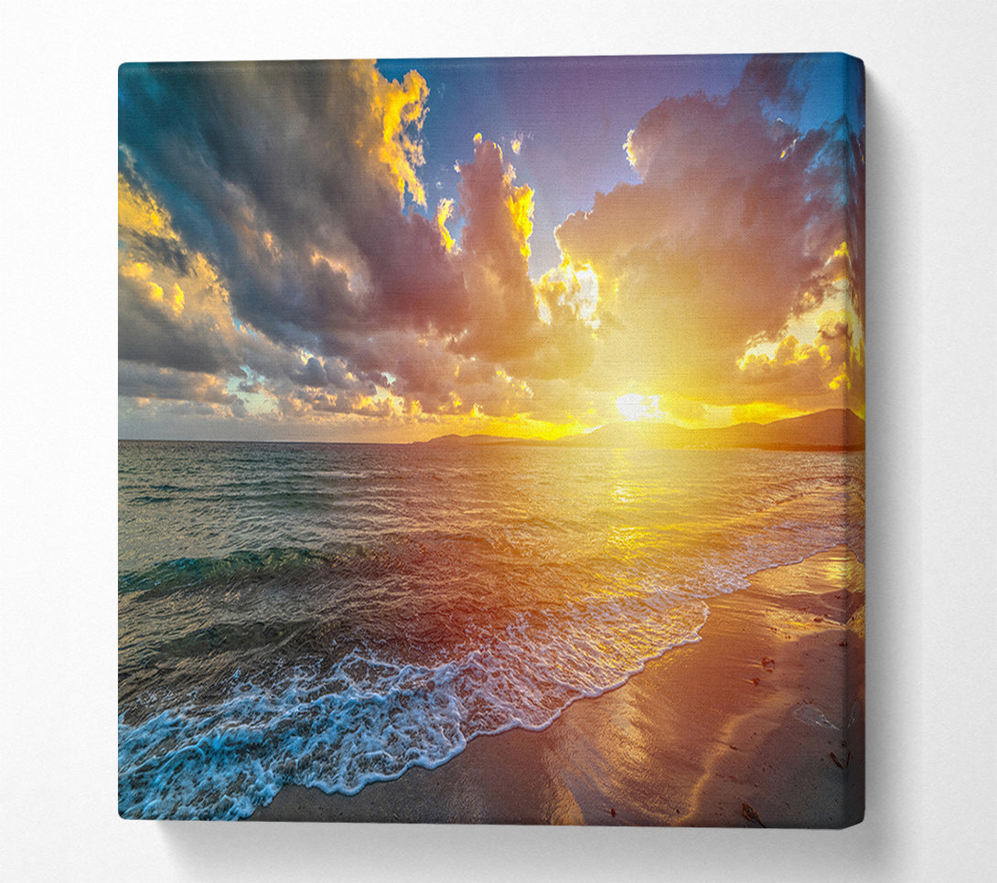  A Canvas Print of Sunset on the beach of essex Canvas Wall Art