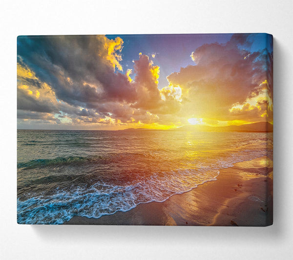  A Canvas Print of Sunset on the beach of essex Canvas Wall Art