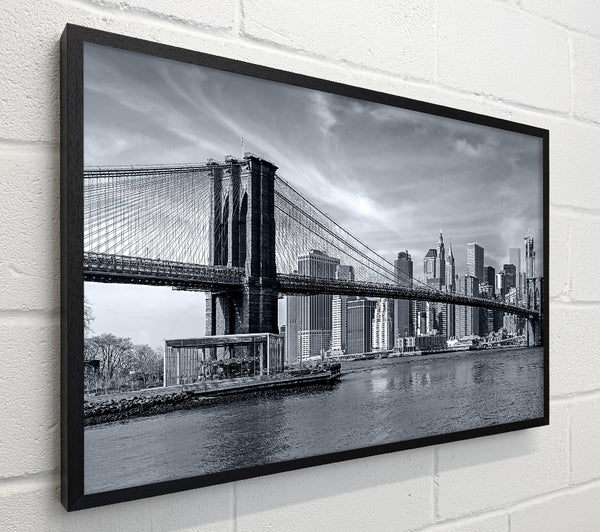 Black and white bridge over newyork