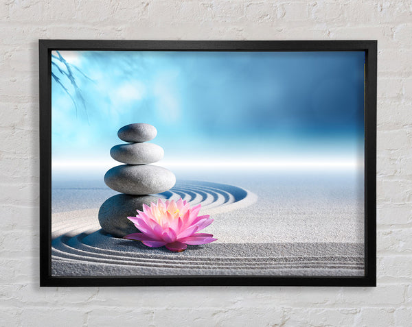 pebbles on zen beach lilly Framed Print