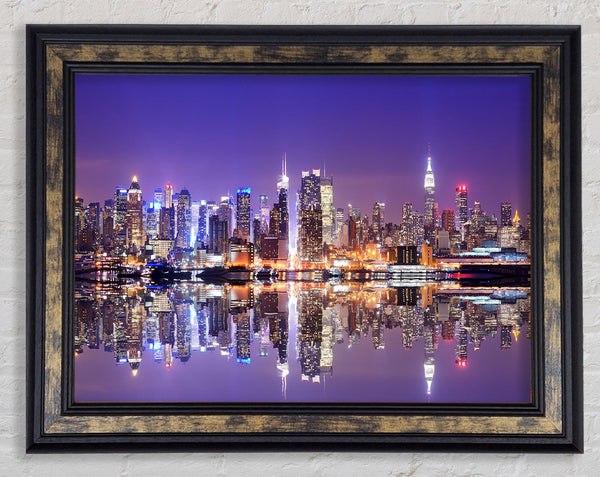 Hong kong purples and blues reflection Framed Print