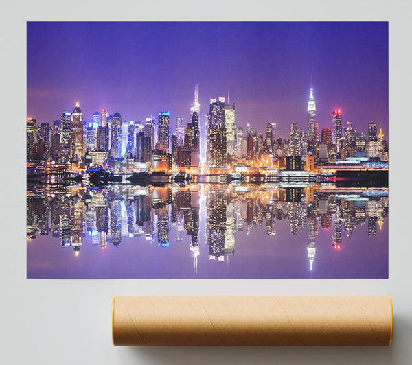 Hong Kong Purples And Blues Reflection Poster