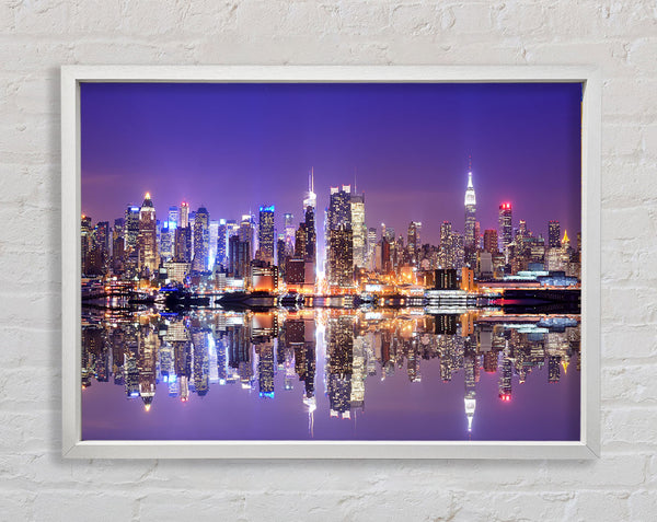 Hong kong purples and blues reflection Framed Print