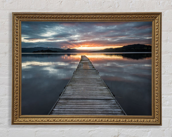 Bridge on the water sun Framed Print