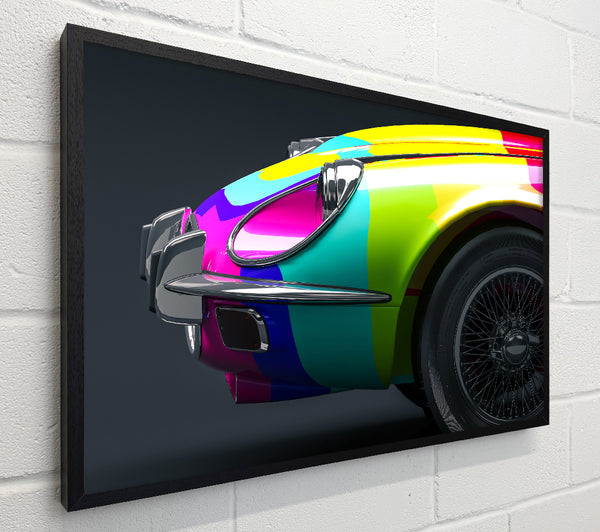 E type Jaguar rainbow stripes