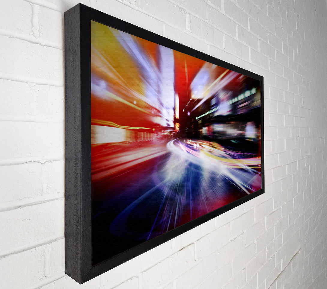  A Canvas Print of City in a blur colourful light Canvas Print