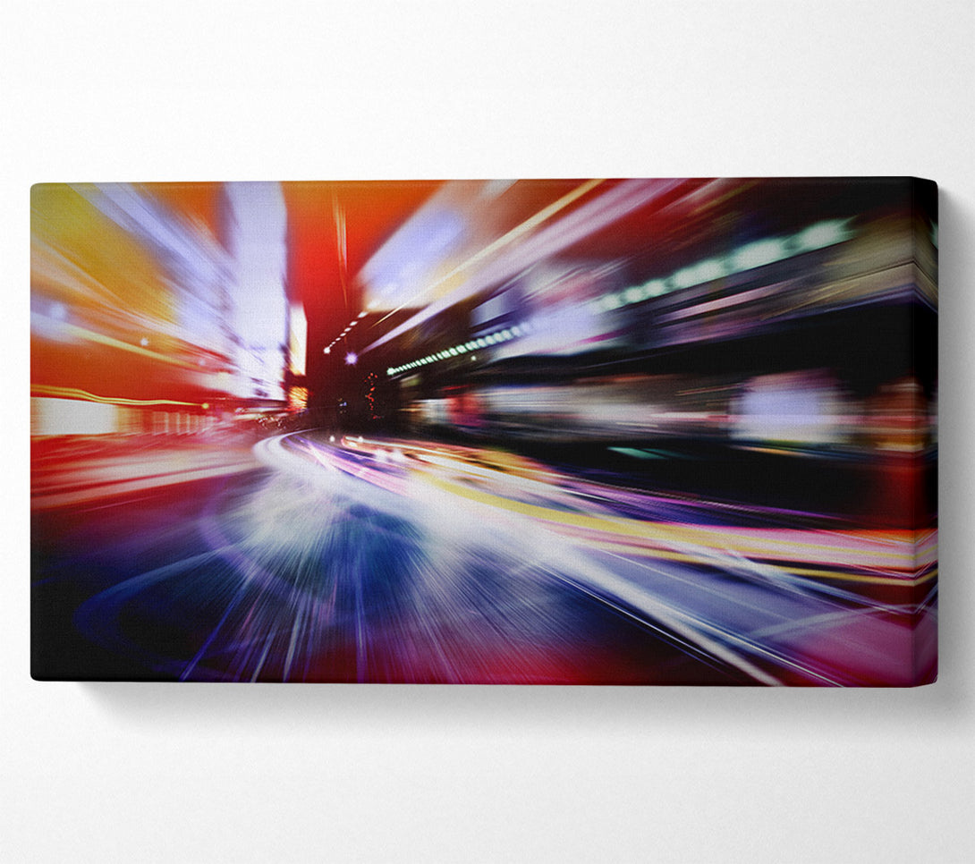  A Canvas Print of City in a blur colourful light Canvas Print