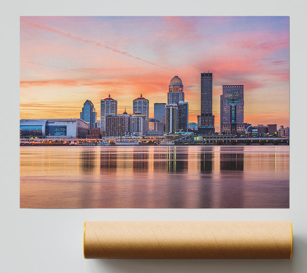 Orange Sunset In The City Shoreline Print
