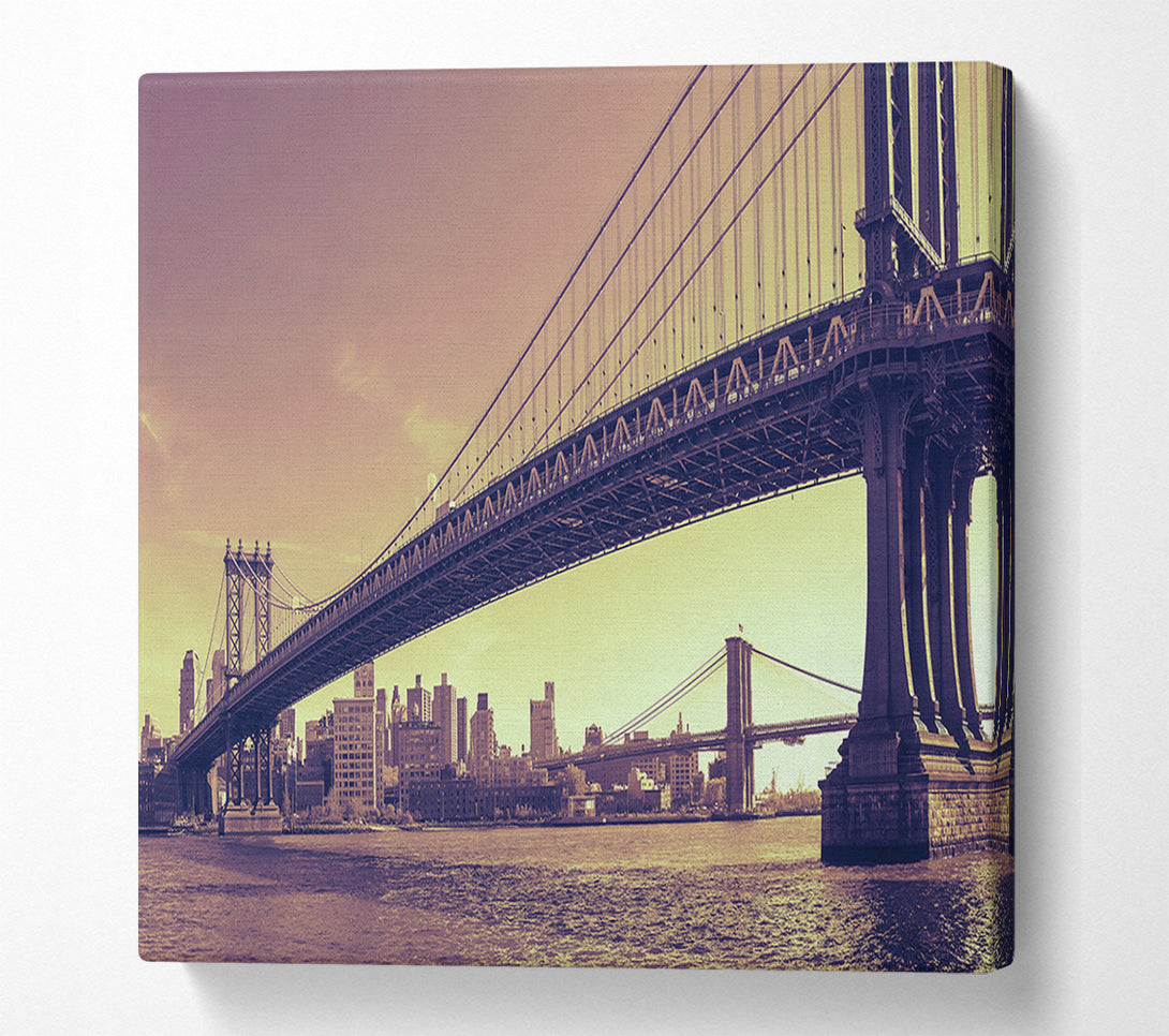 A Canvas Print of Vintage Bridge in sepia Canvas Print