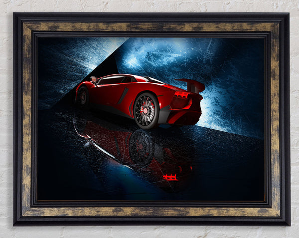 Red Supercar stanced Framed Print