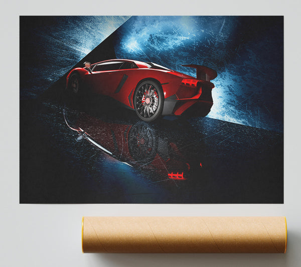 Red Supercar Stanced Poster