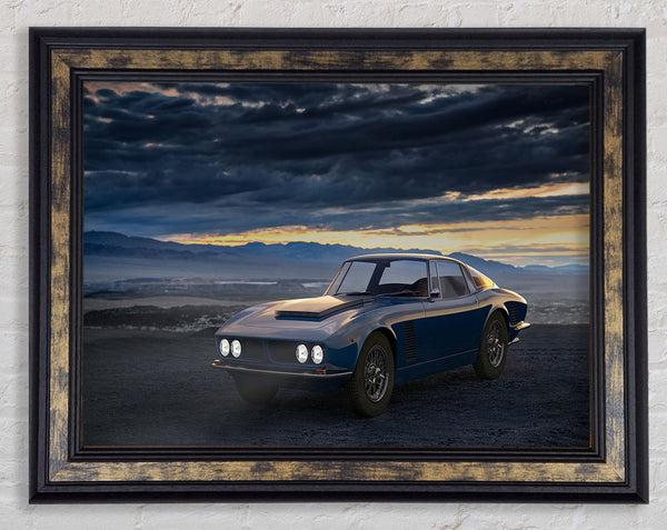 Retro Car in the clouds Framed Print