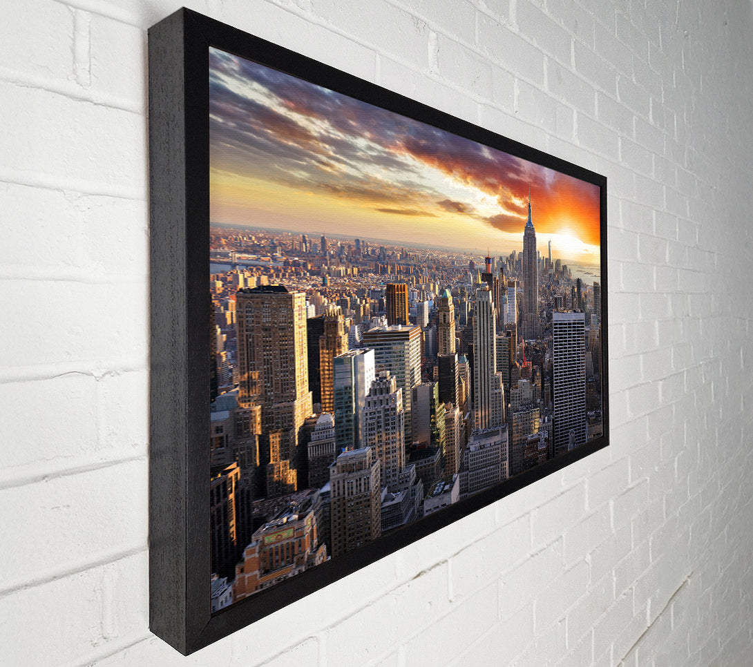  A Canvas Print of City in the sun rise skyscrapers Canvas Art