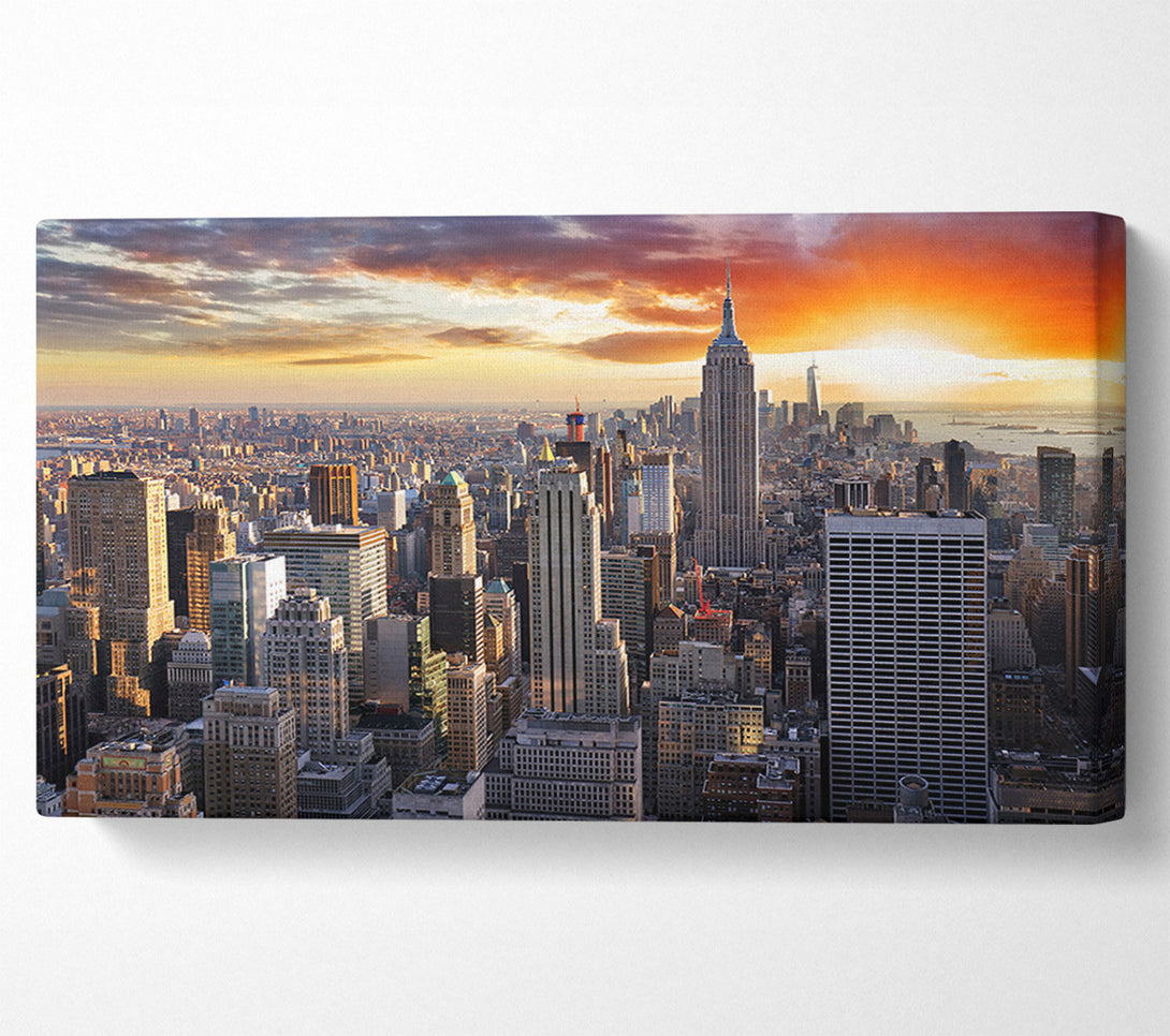  A Canvas Print of City in the sun rise skyscrapers Canvas Art