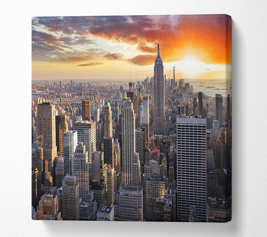  A Canvas Print of City in the sun rise skyscrapers Canvas Art