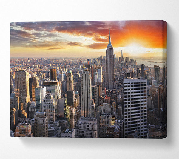  A Canvas Print of City in the sun rise skyscrapers Canvas Art