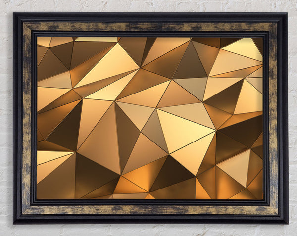 Gold Geometric Triangles shining Framed Print