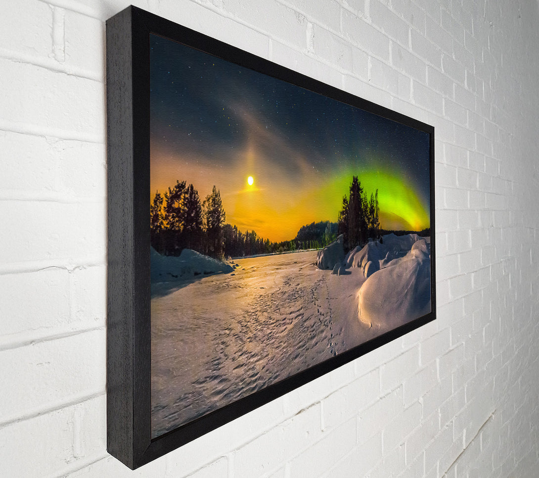  A Canvas Print of Nothern lights at night snow Canvas Art