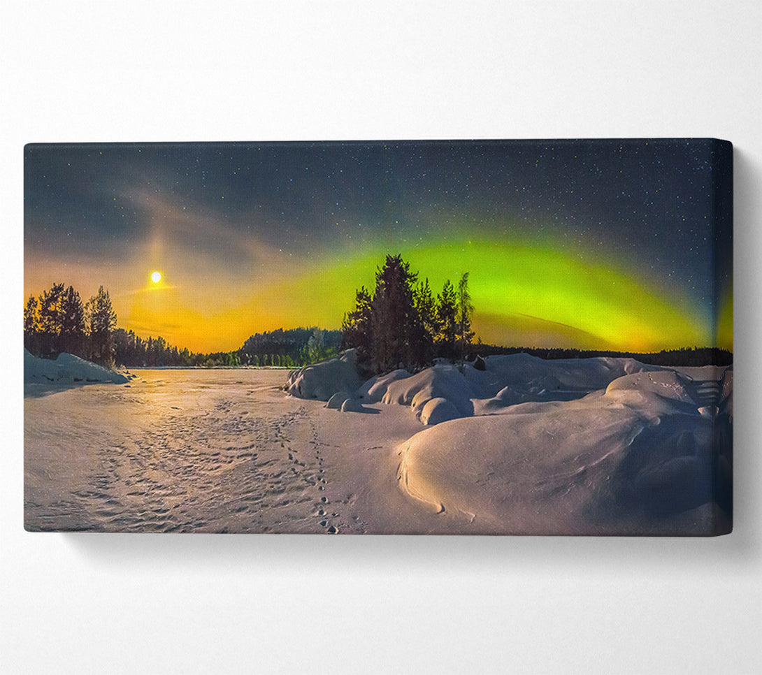  A Canvas Print of Nothern lights at night snow Canvas Art
