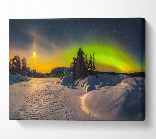 A Canvas Print of Nothern lights at night snow Canvas Art