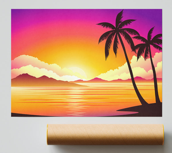 Paradise Illustration Beach Print