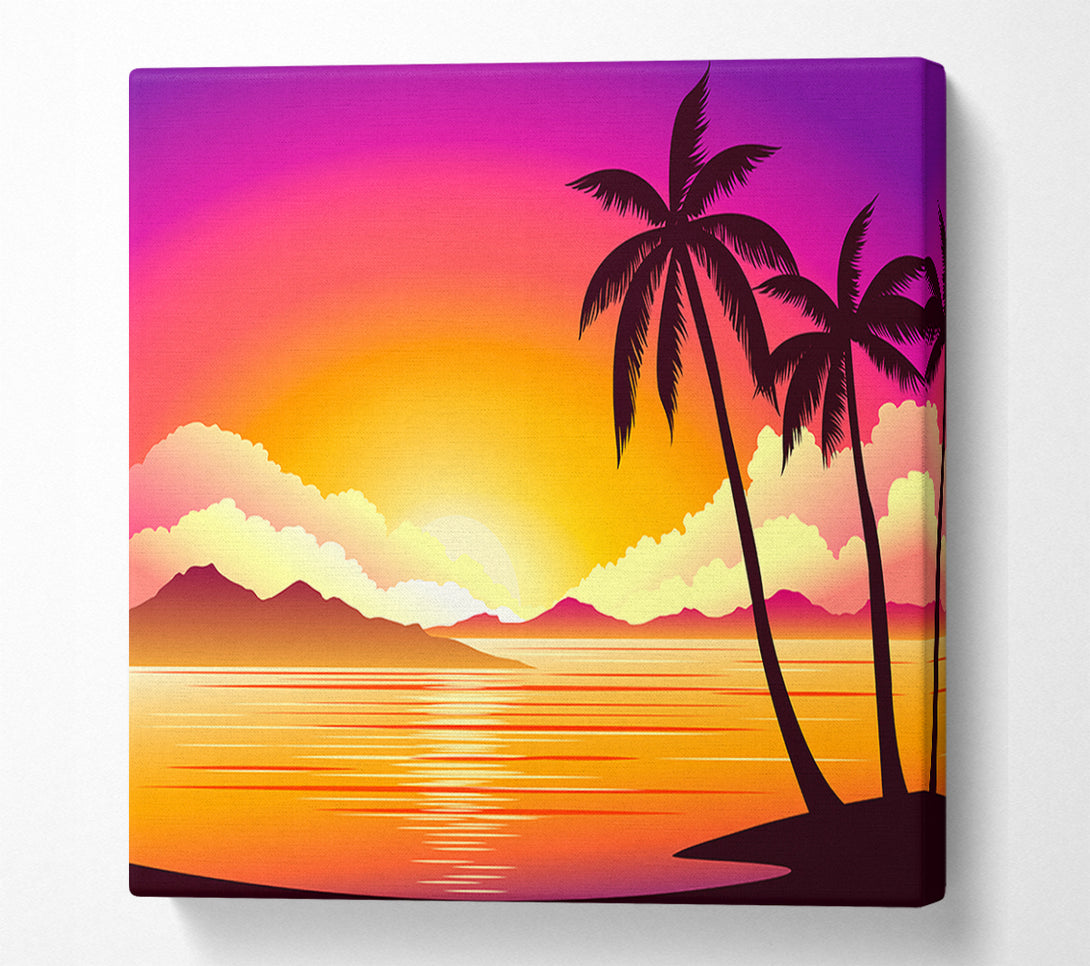  A Canvas Print of Paradise Illustration beach Canvas Art