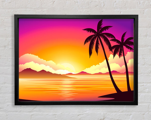 Paradise Illustration beach Framed Print