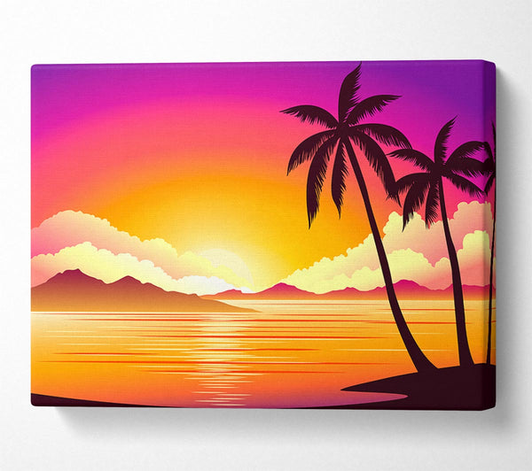  A Canvas Print of Paradise Illustration beach Canvas Art