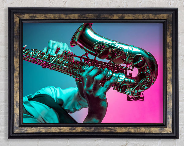 Saxaphone player fade Framed Print