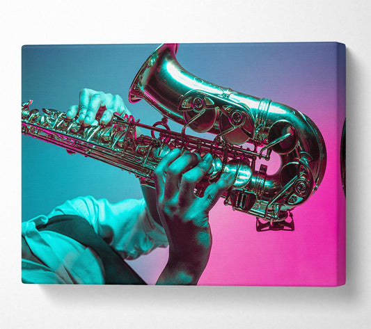 Saxaphone player fade Canvas Wall Art