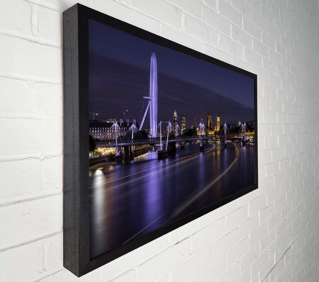  A Canvas Print of London at night light trails Canvas Art