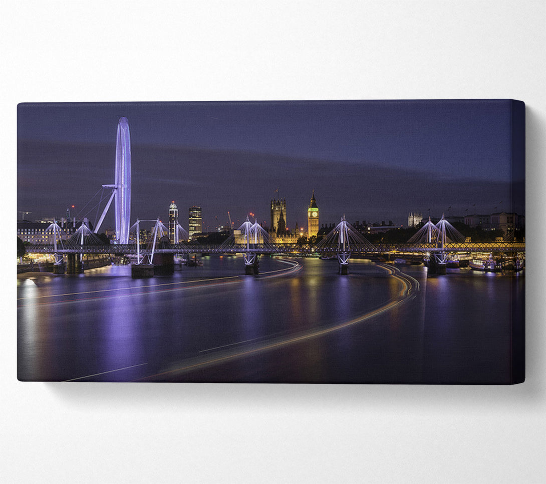  A Canvas Print of London at night light trails Canvas Art