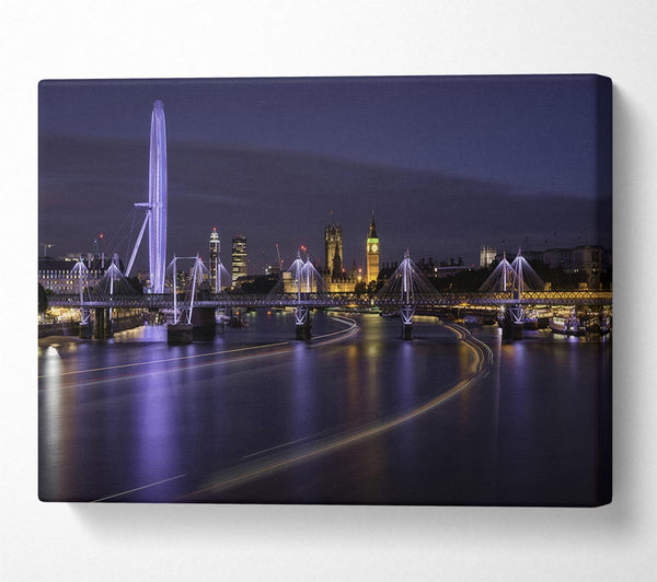  A Canvas Print of London at night light trails Canvas Art