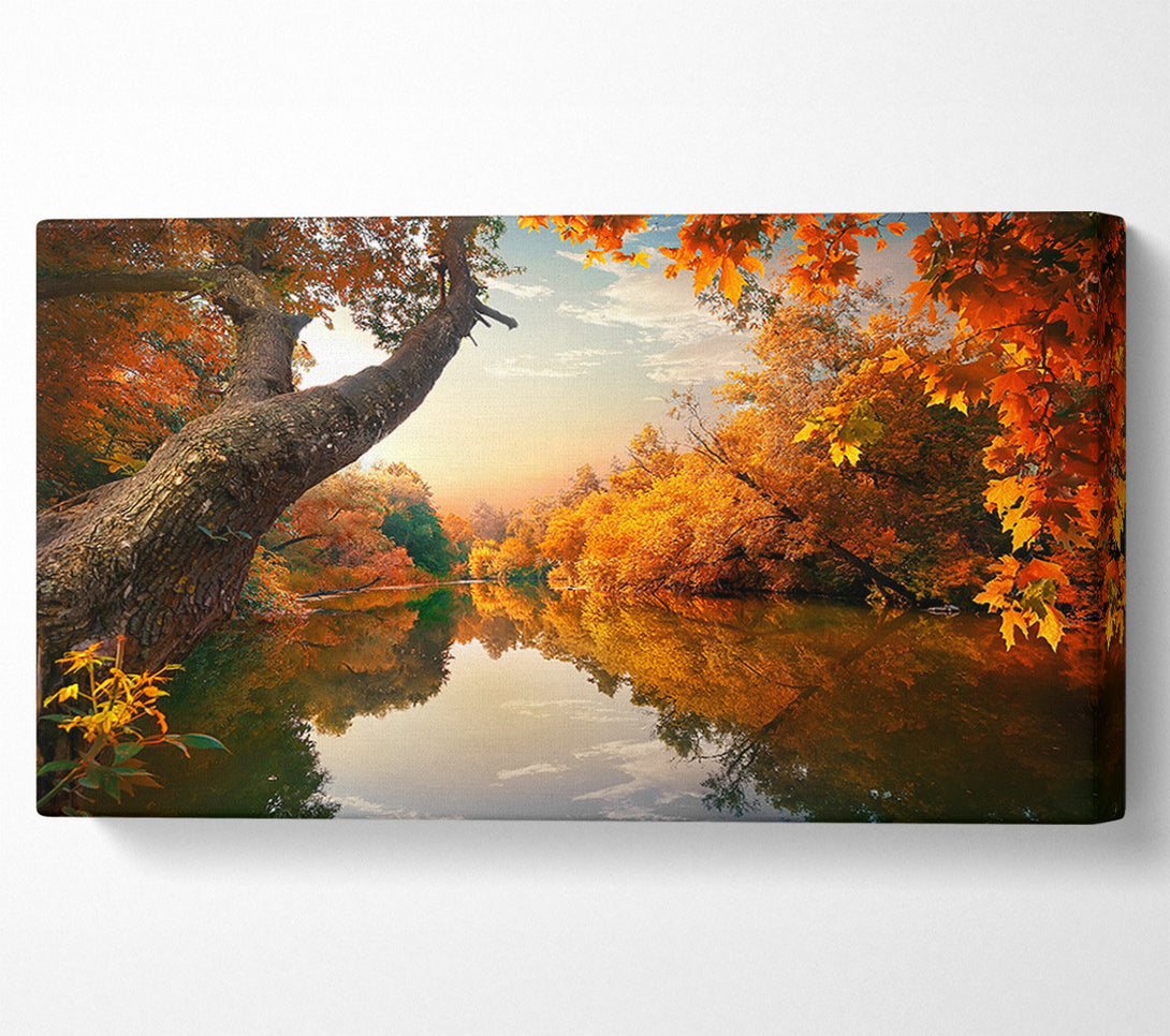  A Canvas Print of Perfect Autumn lake Canvas Print