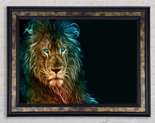 Light infused lion Framed Print
