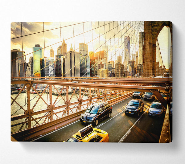  A Canvas Print of NYC bridge with traffic Canvas Art