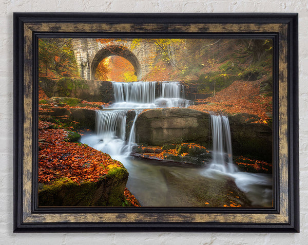 Waterfall under the bridge Framed Print